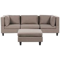 sofa modular moderno 3 plazas tapizado tela poliester respaldo acolchado con otomana marron  unstad
