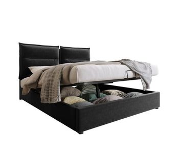 Cama de matrimonio de terciopelo 140x200cm con almacenaje,negro