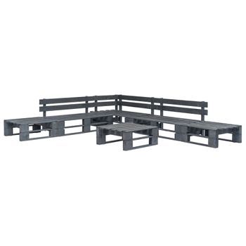 Set De Muebles De Palés Para Jardín 6 Piezas Madera Gris Vidaxl