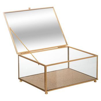 Caja De Joyería De Lentejuelas Doradas X 3