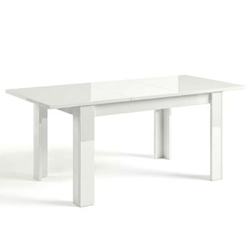 Mesa de comedor extensible 140-190x90 cm melamina blanco brillo