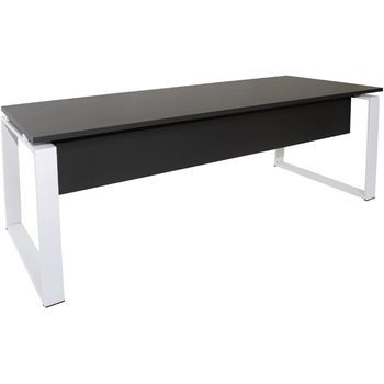 Mesa-escritorio Con Faldón. Estructura Metálica Cerrado Blanco. 140x80 Cm. Gris. Ofilike