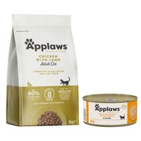 pack nutricion mixta pienso  latas applaws - 2 kg adult con pollo y cordero  6 x 70 g pechuga de pollo y queso