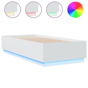 Cama Para Adulto | Cama Individual | Estructura De Cama Con Led Madera Ingeniería Blanco 90x200 Cm