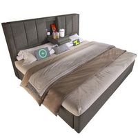 cama tapizada de 140 x 190 cm - cama individual multifuncional con almacenaje cama hidraulica rellenable - gris