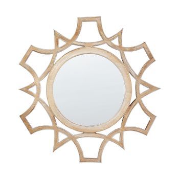 Espejo De Pared Decorativo Redondo Moderno Ø 60 Cm Hecho A Mano Madera De Abeto Claro Zapopan