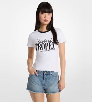 Michael Kors para mujer. MS6520FANU Camiseta Saint-Tropez blanco (XS), Casual, Algodón, Manga corta