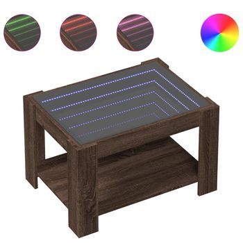 Mesa De Centro，mesa Auxiliar，mesita De Centro Y Led Madera Ingeniería Marrón Roble 73x53x45 Cm