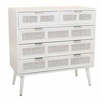 comoda de madera y rejilla blanca 80x395x81