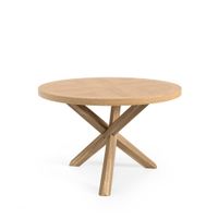 mesa comedor redonda roble con patas cruzadas 120