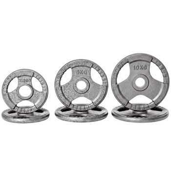 HOMCOM Juego de 6 Discos de Pesas de Acero Peso Total de 35 kg Discos Olímpicos con Orificio para Entrenamiento en Casa Gimnasio Plata   Aosom España