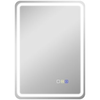 HOMCOM Espejo de Baño LED con Bluetooth, Iluminación Regulable y Función Memory, en Vidrio Templado, 70x50x3.5 cm  Aosom España