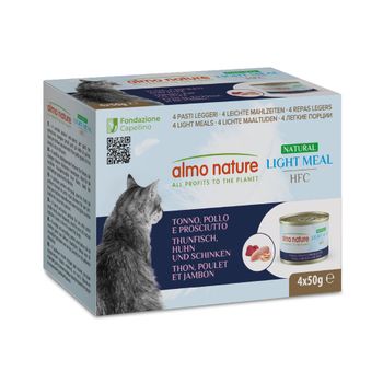 Almo Nature HFC Natural Light 24 x 50 g - Pack Ahorro - Atún, pollo y jamón cocido