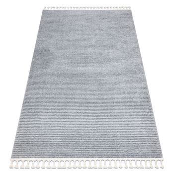 Alfombra Sevilla Pc00b Rayas Gris Franjas Bereber Marroquí Shaggy 120x170 Cm