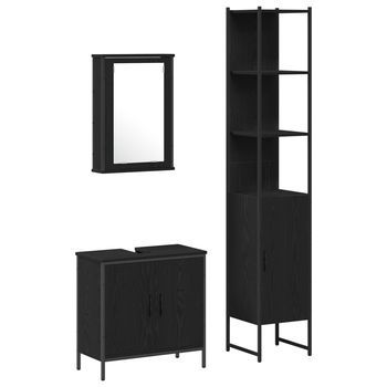 Juego De Muebles De Baño 3 Uds. Negro 33 X 33 X 185,5 Cm Vidaxl