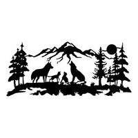decoracion pared de metal wolf pack negro 47x103 cm