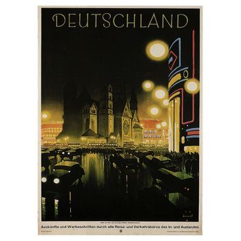 Legendarte - Cartel Turístico Vintage Deutschland - Cuadro Lienzo, Impresión Digital Cm. 50x70