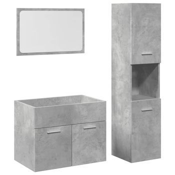 Set Muebles De Baño 2 Piezas Madera Contrachapada Gris Hormigón Vidaxl