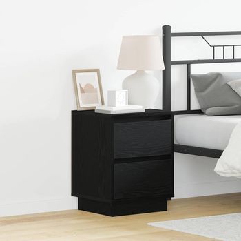 Mesita De Noche 2 Uds - Mueble Dormitorio - Madera De Ingeniería - Roble Negro (39x34.5x50cm)