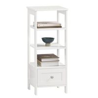 sobuy fbt91-w mesa auxiliar alta mesita de noche con 1 cajon y 3 niveles mesa para salon comedor blanco 30 x 28 x 74 cm es