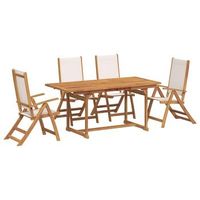 juego comedor de jardin 5 pzas madera maciza acacia y textileno vidaxl