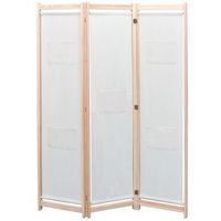 biombo divisor de 3 paneles de tela color crema 120x170x4 cm vidaxl