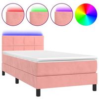 cama individual  cama para adultos  cama box spring colchon y led terciopelo rosa 100x200 cm