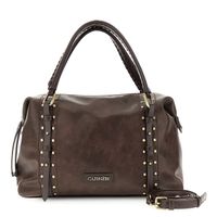 shopper suave efecto piel de aspecto vintage con detalle de microtachuelas dark brown