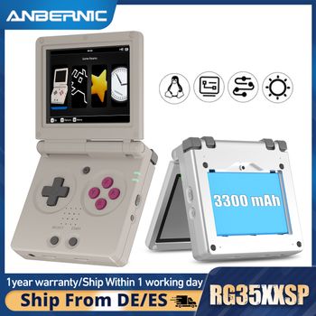 ANBERNIC-consola de juegos portátil RG35XXSP con tapa, pantalla IPS de 3,5 pulgadas, sistema Linux, salida de TV HD, transmisión multijugador en línea