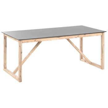 Mesa De Jardín Con Tablero De Cemento Y Patas De Madera De Acacia 180 X 90 Cm Gris Notteri