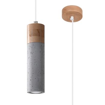 Lámpara de techo madera gris y natural concreto/madera alt. 120 cm