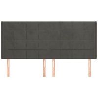 cabecero cama mueble de dormitorio con orejas de terciopelo oscuro 203 x 16 x 118128 cm gris m020003932