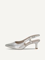 caprice sling pumps silver made of leather with queenie size 405