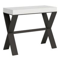 consola extensible 90x40196 cm efecto madera fresno blanco hierro