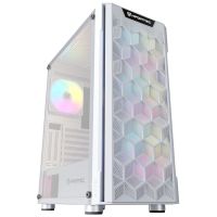 nfortec azir torre atx frontal 3d mallado 4 ventiladores cristal templado blanca