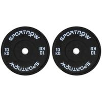 sportnow discos de pesas olimpicos 2x10 kg con agujero o50 mm de goma para barras y mancuernas casa gimnasio negro   aosom espana