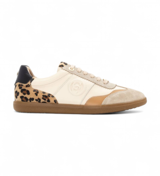 Carmela para mujer. 16264001-BEIGE Zapatillas de Piel 162640 beige (37), Plano, Cordones, Casual
