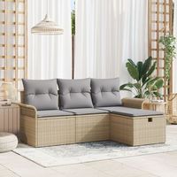 juego de sofa de jardin de 4 piezas con cojines beige de ratan de polietileno v0523 unico  beige