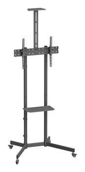 AISENS Soporte De Suelo Eco Con Rueda Bandeja Para DVD Y Soporte De C mara Para Monitor TV 45kg De 37 70 Negro