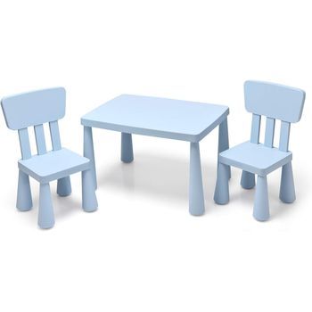 Grupo De Asientos Muebles Para Niños Juego De 1 Mesa Y 2 Sillas De Plástico Costway 77 X 55 X 50 Cm