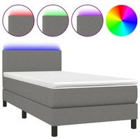 cama individual  cama para adultos  cama box spring con colchon y led tela gris oscuro 100x200 cm