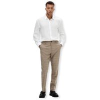 selected camisa manga larga regkylian-linen shirt - white para hombre