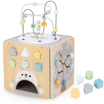 Cubo De Actividades Montessori De Madera Con Laberintos Y Formas