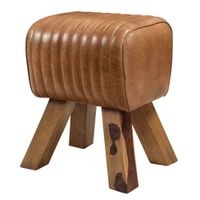 taburete de cuero marron