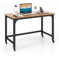 mesa escritorio 120 x 60 cm escritorio mrvil con ruedas costway 120 x 60 x 76 cm natural