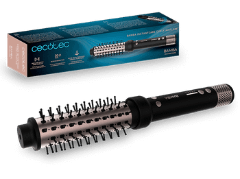 Moldeador - Cecotec InstantCare Curly AirFlow Elite, 2 en 1, Cilindro 34 mm, Cerámico, Cabezal giratorio, Aire caliente, 120-160 ºC, 1,9 m, Negro