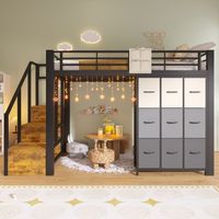 litera con cajones de 140x200 mm de mdf negro y metal