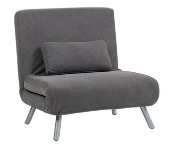 Homcom sofá cama de 1 plaza 3 en 1 sillón cama plegable tapizado en tela gris jaspeado con respaldo ajustable de 5 niveles y almohada para oficina dormitorio salón 80x75x83 cm