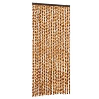 cortina mosquitera  mosquitera chenilla ocre y blanco 90x220 cm