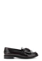 mocasines de piel envejecida con flecos bordeaux 38